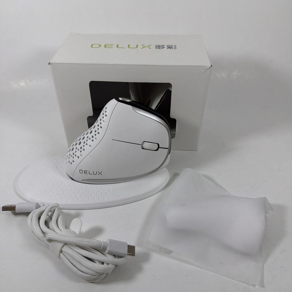 Delux BT & 2.4 Vertical Mouse - White - M618XSD - Open Box